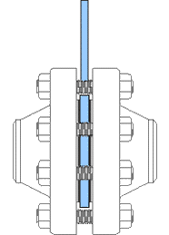 Spade between flanges
